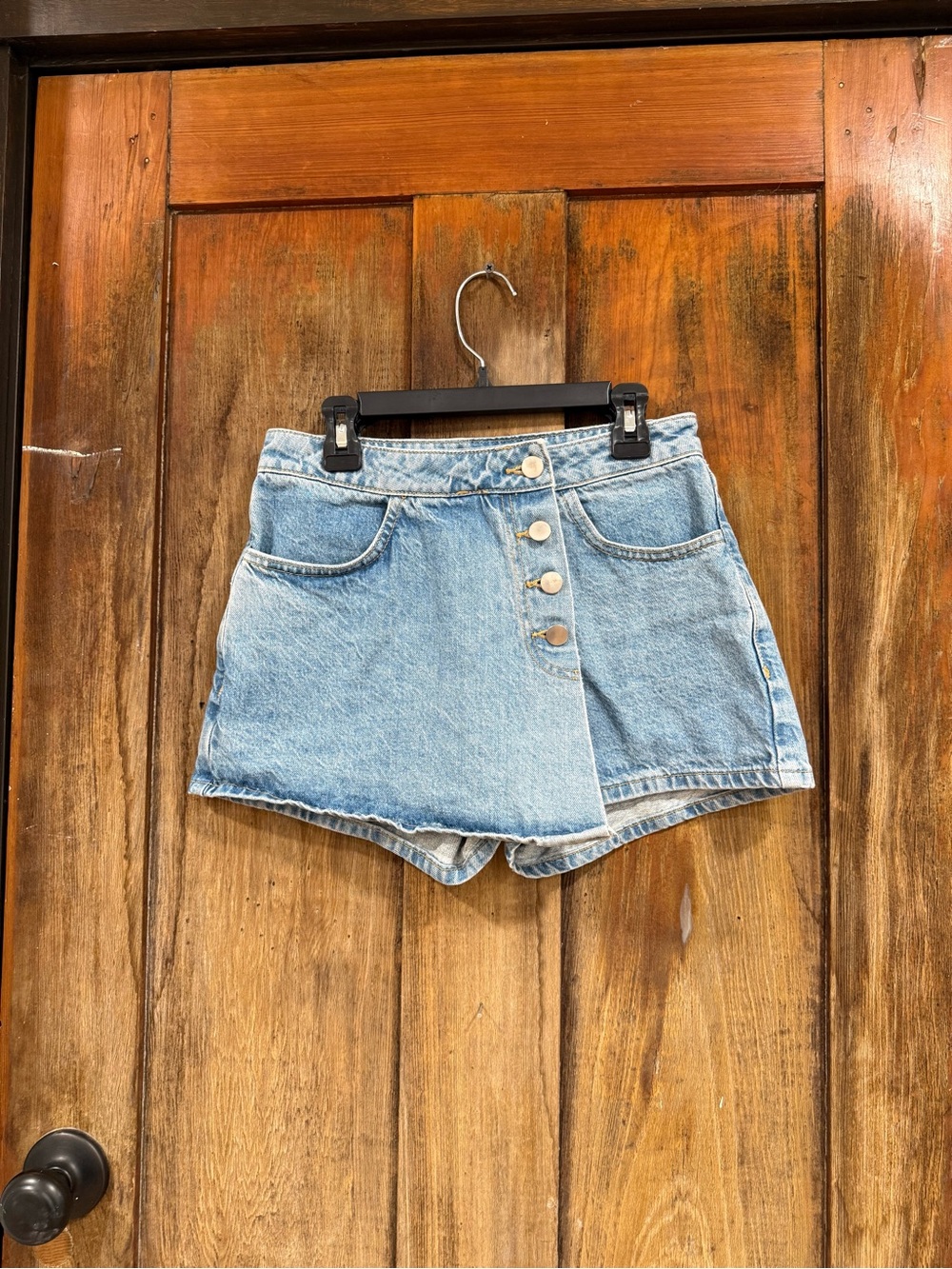 Urban Outfitters Light Blue High-Rise Button-Front Denim Shorts